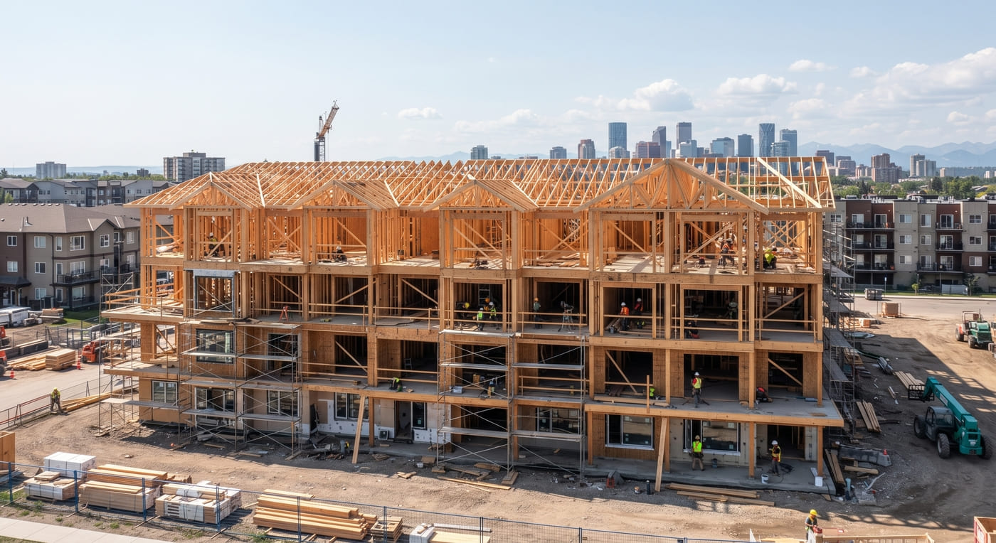 Four-level multi-unit residential construction in Calgary by TAM Building